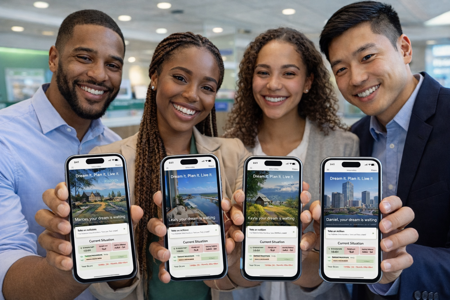 Dreamlife Sim users holding the app with personalized results